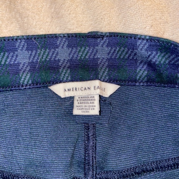 stretchy blue plaid american eagle pants! - Picture 3 of 5
